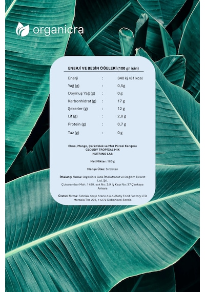 Nutrino Lab Cloudy Tropical Mix Elma Mango Çarkıfelek Muz Glütensiz Vegan Şeker İlavesiz Katkısız Sağlıklı Atıştırmalık 180 G