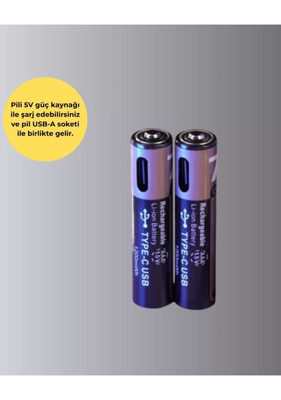 Usb Type-c Şarjlı Aaa Lityum Pil 1000+ Şarj Döngüsü İle Uzun Ömür Mh-hs4107-4759
