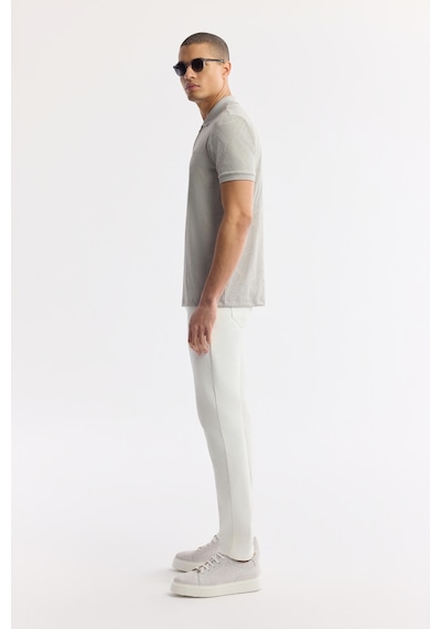 Avva Erkek Gri Polo Yaka Jakarlı Elastan Regular Fit T-shirt A51y1059