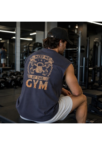 Urbantrendstore Baskılı Premium Sporcu Atleti Gym Tişört Füme