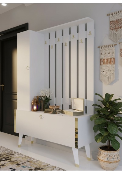 Resital Portmanto Vestiyer - Gp7001-1 - Beyaz Gold Beyaz