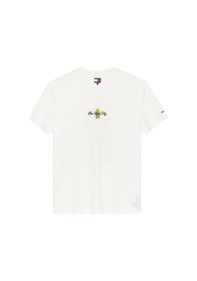 Tommy Hilfiger Tjm Erkek Regular Sign Block Ss Ekru T-shirt-13190 Ekru