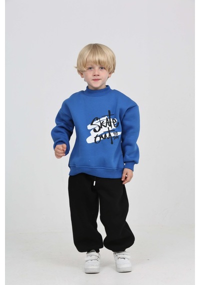 Toontoy Kids Toontoy Erkek Çocuk Skate Arka Baskılı Eşofman Takım Saks Mavisi