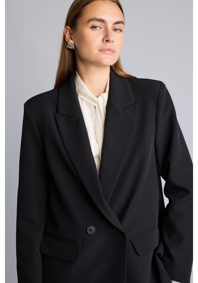 Defacto Oversıze Ceket Yaka Astarlı Blazer Ceket C2457ax26aubk81 Siyah-bk81