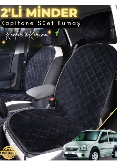 Ford Connect Uyumlu 2'li Süet Oto Koltuk Minderi Tam Koruma Universal Oto Koltuk Kılıfı A2 Siyah