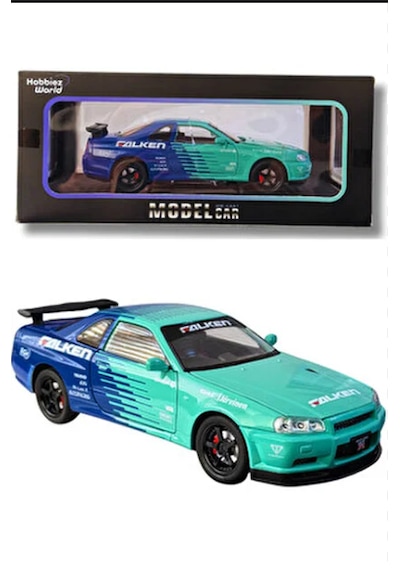 Hobbiez World 1:24 Model Araç Nissan Mavi - Turkuaz