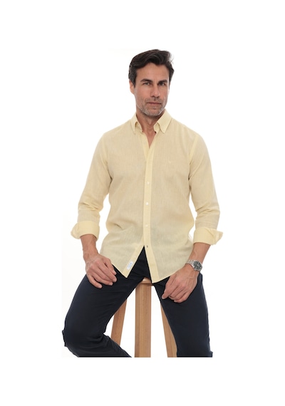 Slim Fit Uzun Kol Yaka Düğmeli Nefes Alan Keten Hediye Kutulu Erkek Gömlek Fs-004548 - Sarı-3232 Slim Fit Uzun Kol Yaka Düğmeli Nefes Alan Keten Hediye Kutulu Erkek Gömlek Fs-004548 - Sarı-3232