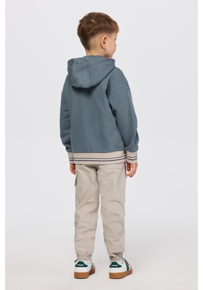Panço Erkek Çocuk Kapüşonlu Petrol Sweatshirt Mavi