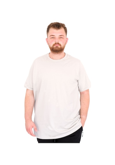 Mode Xl Büyük Beden Erkek T-shirt Bisiklet Yaka Basic U25162 Gri Gri