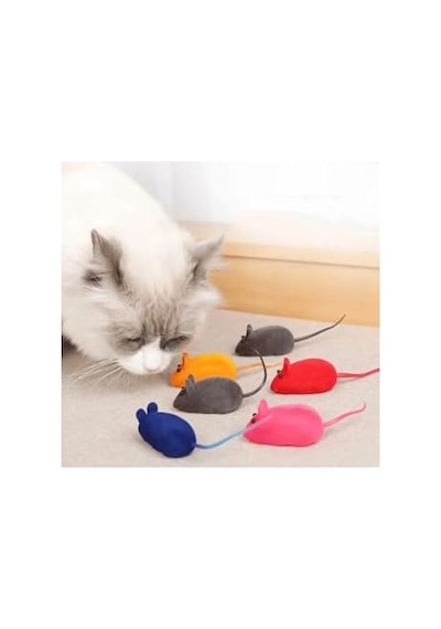 Kedi Oyuncağı Sesli Fare Basınca Ses Çıkaran Plastik & Kumaş Oyuncak Kediler İçin Avcılık Ve Zeka Oyunu Karışık Renk 4 Lü Set 2 Paket