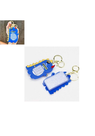 Mini 8 Haneli Hesap Makineli Labirent Oyunlu Dinazor Anahtarlık 1 Adet Ebat: 9,3 Cm X 5,9 Cm Lacivert