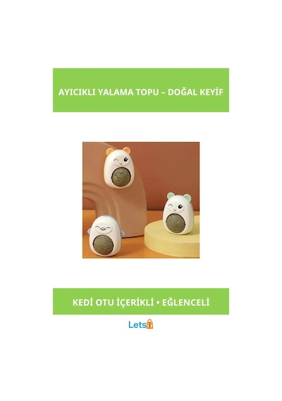 Ayıcıklı Kedi Otu Yalama Topu Kediler İçin Eğlenceli Oyun Arkadaşı