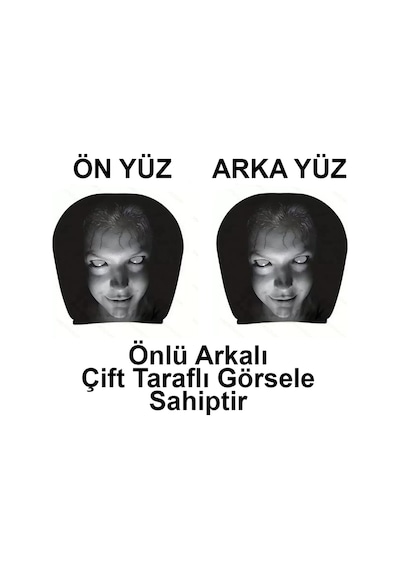 Korkunç Kız Çift Taraflı Dekoratif Oto Başlık Kılıfı/Maske 2'li
