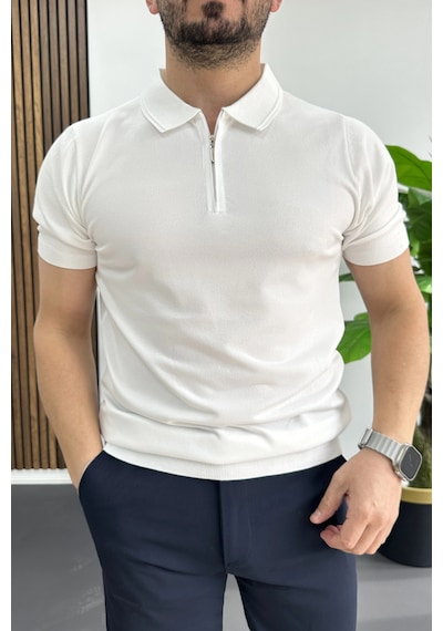 Erkek Polo Yaka Düz Tişört Beyaz Edw455 Beyaz