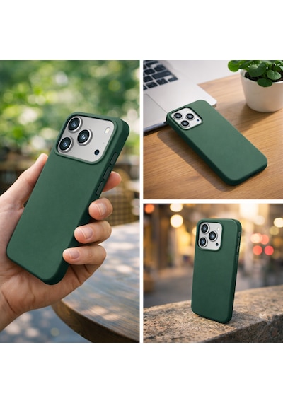 Apple Uyumlu iPhone 17 Pro Max Kılıf Renkli Lansman İçi Kadife Yumuşak Kamera Yükseltili Silikon Yeşil