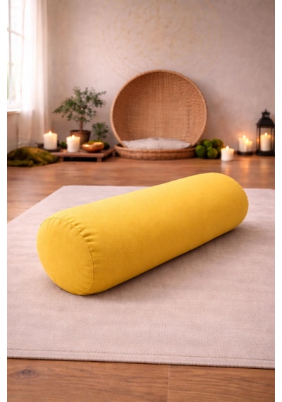 Yuvarlak Zafu Meditasyon Minderi & Bolster Minderi İkili Yoga Meditasyon Minder Seti Sarı