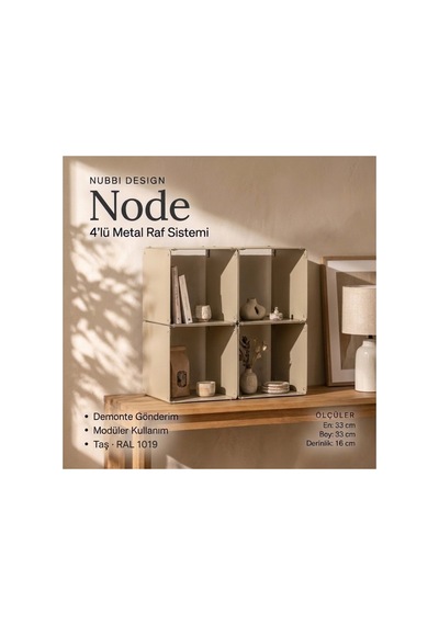 Node 4'lü Modüler Metal Tezgah Üstü Mutfak Rafı Ve Konsol Düzenleyici Stand 33x33 Cm Bej - 943953504 Bej