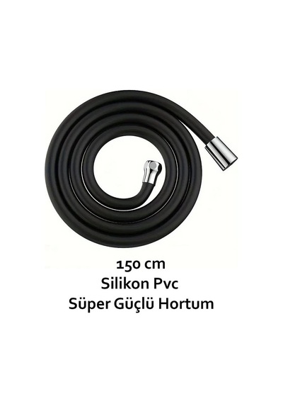 Silikonlu Siyah 150 Cm Kopmaz Patlamaz Sağlam Duş Hortumu Beyaz