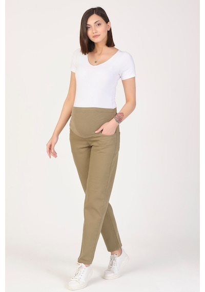Busa Hamile Mom Fit Kot Pantolon Haki-haki