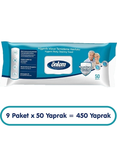 Önlem Hijyenik Vücut Temizleme Havlusu 50x9 450 Yaprak Islak Mendil