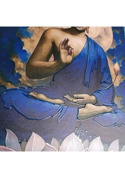 Lotus Üzerinde Buddha Ahşap Tablo - Zen & Meditasyon Duvar Dekoru - 16x28 Cm Özel Baskı Spiritüel Sanat