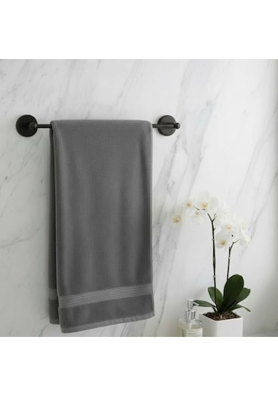 Siyah Metal Uzun Havluluk 40 Cm Duvara Monte Vidalı Lüks Banyo Havlu Askılığı Modern Mat Tasarım Diğer
