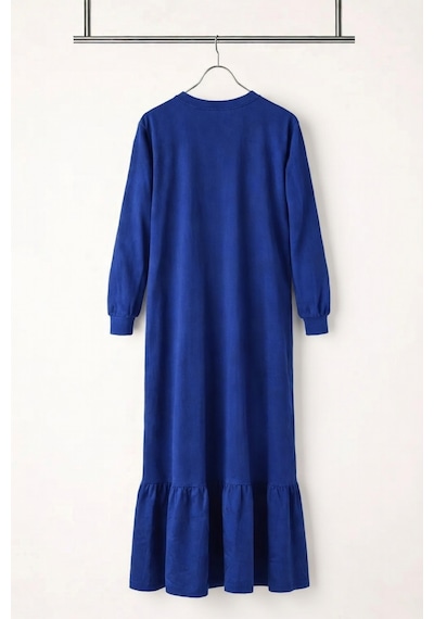 Angel&co. Girls Clothing Kız Çocuk Mavi Uzun Kollu Maksi Tesettür Penye Elbise Mavi - 842728793 Mavi