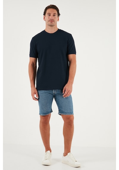 Buratti Streç Pamuklu Slim Fit Sıfır Yaka Erkek T Shirt 5902639 Indigo