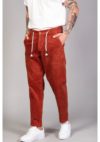 Little Cup Jeans Co Erkek Kiremit Baggy Fit Rahat Kalıp Kadife Pantolon