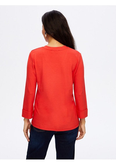 V Yaka Truvakar Kol T-shirt W26tsh002 Bw26tsh00241 Kırmızı