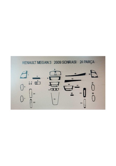 Renault Megan 3 2009-2015 24 Parça Torpido Kaplama Renk Ceviz