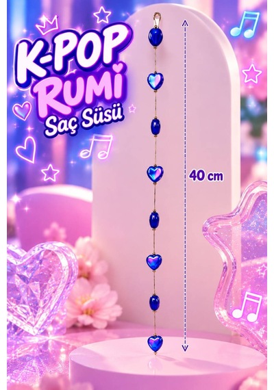 Kız Çocuk K-pop Rumi Temalı Saç Süsü 40 Cm Pratik Tel Tokalı