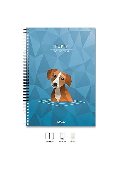 A4 Defter Çizgili 200 Syf Köpek Polygonal 103 Ivory