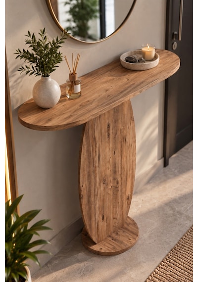 Sulorahome Modern Oval Dresuar Ve Antre Konsolu Ahşap