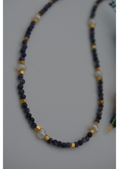 Stoneage Safir Ve Inci Taşlı Kadın Doğal Taş Kolye Yeşil