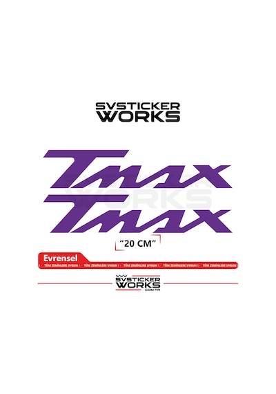 Yamaha Tmax Uyumlu Yazı Sticker Yüksek Kalite Özel Kesim Folyo 2'li Set Mor