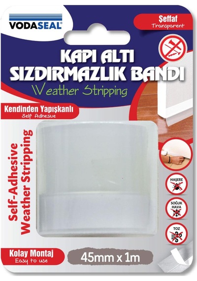 Vodaseal Kapı Altı Sızdırmazlık Bandı 45 Mm. - 1 Mt. - Şeffaf 1 M
