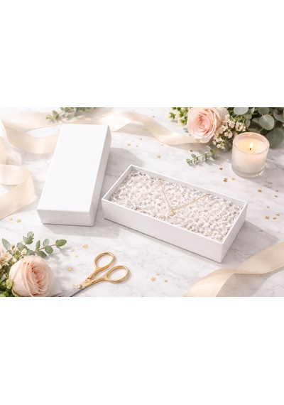 Lüks Kapaklı Hediye Kutusu 21x8x3 Cm Beyaz Düz