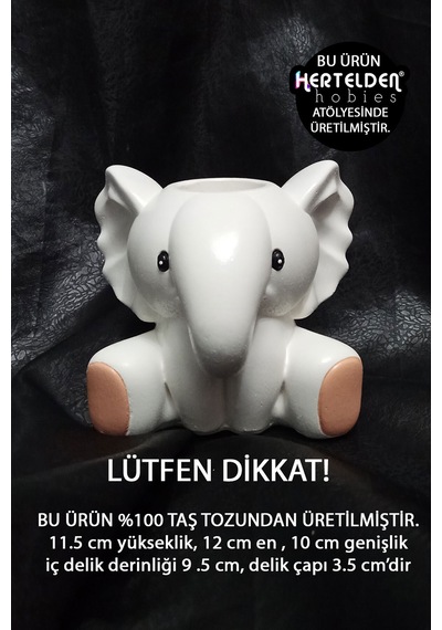 Dekoratif Fil Saksı / Kalemlik Dekoratif Masaüstü Obje %100 Taş Tozu