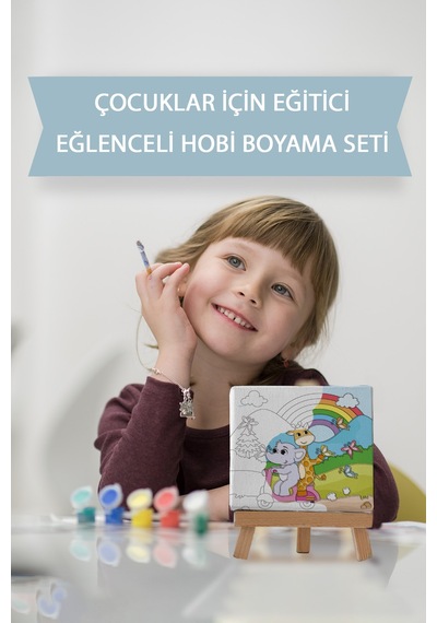 Motosiklet İle Gezen Sevimli Hayvanlar Çocuk Tuval Boyama Seti