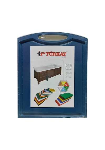 Türkay 32.5x26.5x1 Cm Saplı-oluklu Polietilen Kesme Tahtası Kesim Levhası Mavi 1237