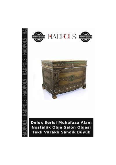Delux Serisi Muhafaza Alanı Nostaljik Obje Salon Objesi Tekli Varaklı Sandık Büyük