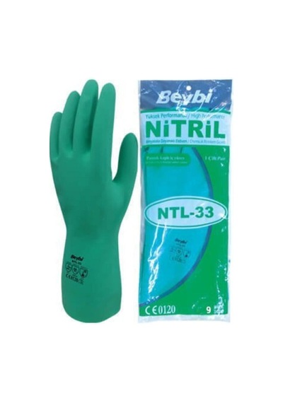 Ntl-33 Kimyasal Koruyucu Nitril Eldiven 9 Numara Mavi