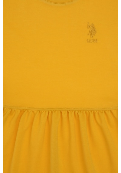 U.S. Polo Assn. Kız Çocuk Sarı Bisiklet Yaka A-Form Modal Örme Elbise 50306259-VR094