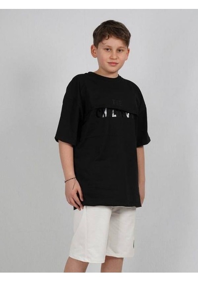 Ekkokids Çocuk Challenge Yazılı Pamuklu T-shirt-16022 SIYAH