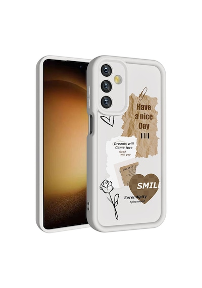 Zore Galaxy A25 Kılıf Kamera Korumalı Baskılı Arka Yüzey Ogaa Klas Kapak - Açık Kahve