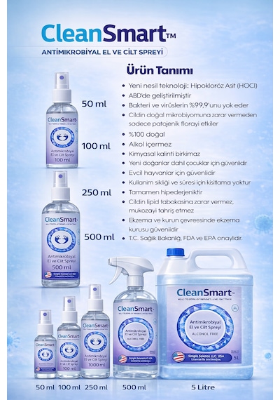 Hidrofil Sargı Bezi 10 Cm X 1,5 M 50'li Paket + Cleansmart Yara Temizleme Spreyi Seti 500 Ml