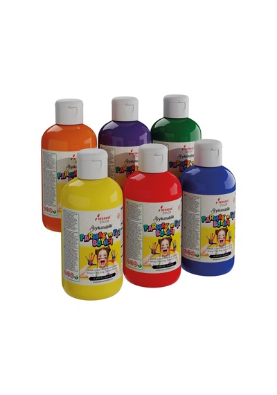Ana Renkler Parmak Boyası 6'lı Set 6x250gr Yıkanabilir, Toksik İçermez, Çocuk Okul Kreş İçin