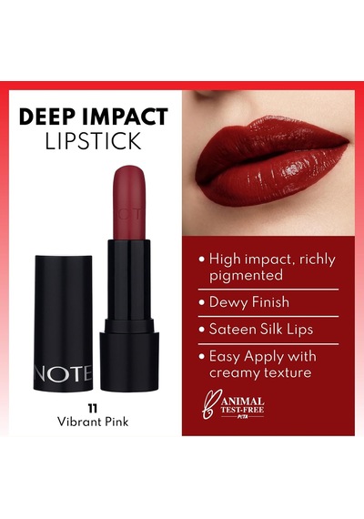 Cosmetics Deep Impact Lipstick 11 Vibrant Pink Kremsi Dokulu Yarı Parlak Ruj, Kırmızı Çok Renkli Cosmetics Deep Impact Lipstick 11 Vibrant Pink Kremsi Dokulu Yarı Parlak Ruj, Kırmızı Çok Renkli