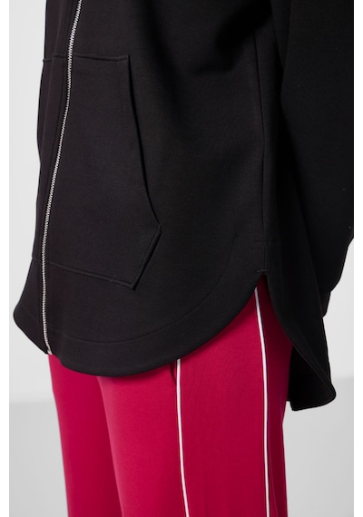 Tommylıfe Siyah Yumuşak Dokulu Kapüşonlu Oversize Kadın Tunik Sweatshirt - 97302